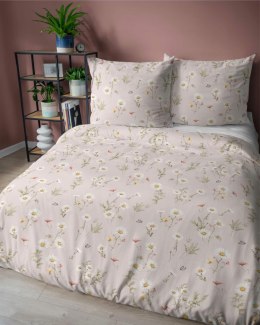 Pościel satynowa 160x200 Ciepły beż w polne kwiaty - romantyczny wzór, 100% bawełna - 5476 A - Home Satin 71