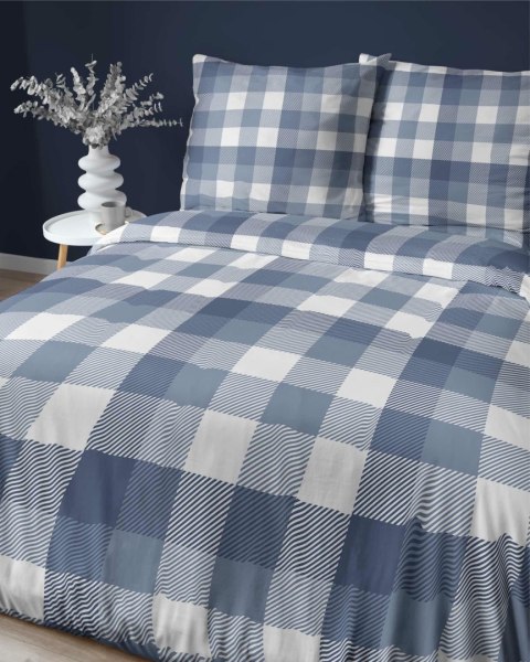 Pościel satynowa 160x200 Granatowa kratka - stylowa i uniwersalna, 100% bawełna - 4825 A - Home Satin 71 Pościel satynowa 160x200 Granatowa kratka - stylowa i uniwersalna, 100% bawełna - 4825 A - Home Satin 71