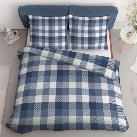 Pościel satynowa 160x200 Granatowa kratka - stylowa i uniwersalna, 100% bawełna - 4825 A - Home Satin 71 Pościel satynowa 160x200 Granatowa kratka - stylowa i uniwersalna, 100% bawełna - 4825 A - Home Satin 71