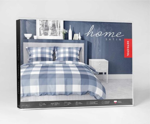 Pościel satynowa 160x200 Granatowa kratka - stylowa i uniwersalna, 100% bawełna - 4825 A - Home Satin 71 Pościel satynowa 160x200 Granatowa kratka - stylowa i uniwersalna, 100% bawełna - 4825 A - Home Satin 71