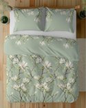 Pościel satynowa 160x200 Miętowa z magnolią - subtelny botaniczny wzór, 100% bawełna - 5480 A - Home Satin 71