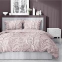 Pościel satynowa 160x200 Pudrowy róż z liśćmi - delikatny motyw, 100% bawełna - 5477 A - Home Satin 71