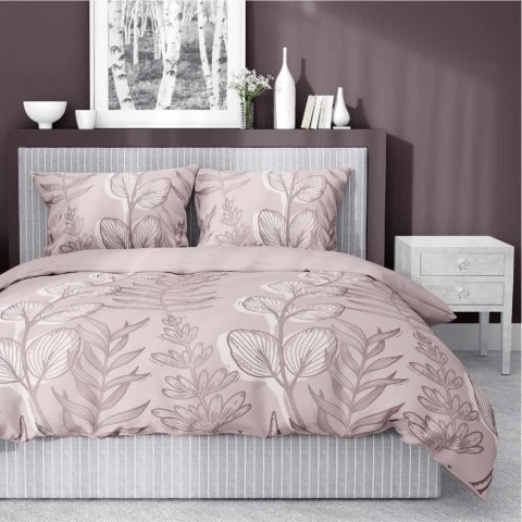Pościel satynowa 160x200 Pudrowy róż z liśćmi - delikatny motyw, 100% bawełna - 5477 A - Home Satin 71 Pościel satynowa 160x200 Pudrowy róż z liśćmi - delikatny motyw, 100% bawełna - 5477 A - Home Satin 71