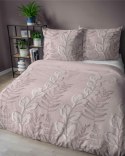 Pościel satynowa 160x200 Pudrowy róż z liśćmi - delikatny motyw, 100% bawełna - 5477 A - Home Satin 71