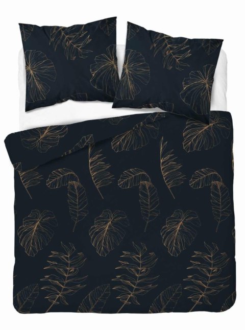 Pościel satynowa 180x200 Czarna w złote liście - nowoczesny tropik, 100% bawełna - 4826 A - Home Satin 71 Pościel satynowa 180x200 Czarna w złote liście - nowoczesny tropik, 100% bawełna - 4826 A - Home Satin 71