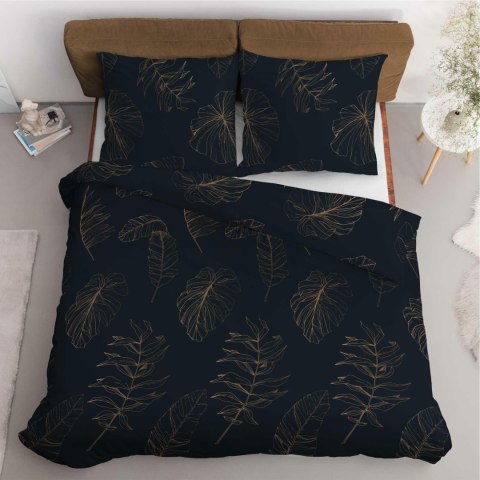 Pościel satynowa 180x200 Czarna w złote liście - nowoczesny tropik, 100% bawełna - 4826 A - Home Satin 71 Pościel satynowa 180x200 Czarna w złote liście - nowoczesny tropik, 100% bawełna - 4826 A - Home Satin 71
