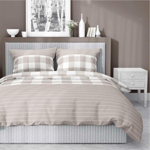 Pościel satynowa 220x200 Beżowa kratka z paskami - rustykalna elegancja, 100% bawełna 5083 A - Home Satin 71 Pościel satynowa 220x200 Beżowa kratka z paskami - rustykalna elegancja, 100% bawełna 5083 A - Home Satin 71