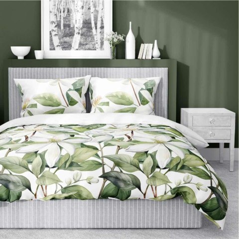 Pościel satynowa 220x200 Biała z zielonymi liśćmi i kwiatami - botaniczna świeżość, 100% bawełna - 5481 A - Home Satin 71 Pościel satynowa 220x200 Biała z zielonymi liśćmi i kwiatami - botaniczna świeżość, 100% bawełna - 5481 A - Home Satin 71