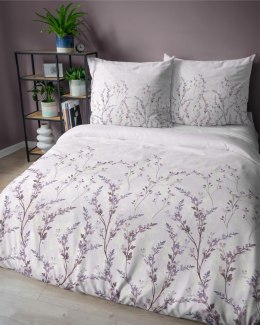 Pościel satynowa 220x200 Lawendowe gałązki na pudrowym różu - romantyczny wzór, 100% bawełna 5475 A - Home Satin 71