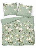 Pościel satynowa 220x200 Miętowa z magnolią - subtelny botaniczny wzór, 100% bawełna - 5480 A - Home Satin 71