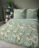 Pościel satynowa 220x200 Miętowa z magnolią - subtelny botaniczny wzór, 100% bawełna - 5480 A - Home Satin 71