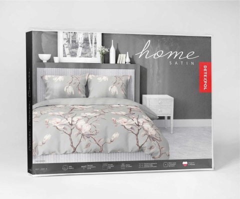 Pościel satynowa 220x200 Szara z magnolią - elegancki botaniczny wzór, 100% bawełna - 5480 B - Home Satin 71 Pościel satynowa 220x200 Szara z magnolią - elegancki botaniczny wzór, 100% bawełna - 5480 B - Home Satin 71