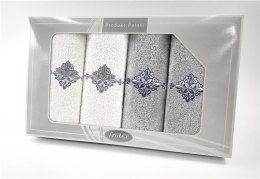 Komplet ręczników w pudełku 4 szt Gift popielaty biały wzór 3 Frotex
