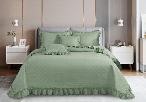 Narzuta z falbanką 240x220 Ruffy szałwiowa falbanka romby glamour dekoracyjna I2 Narzuta z falbanką 240x220 Ruffy szałwiowa falbanka romby glamour dekoracyjna I2