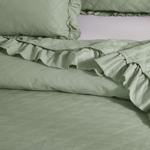 Narzuta z falbanką 240x220 Ruffy szałwiowa falbanka romby glamour dekoracyjna I2 Narzuta z falbanką 240x220 Ruffy szałwiowa falbanka romby glamour dekoracyjna I2