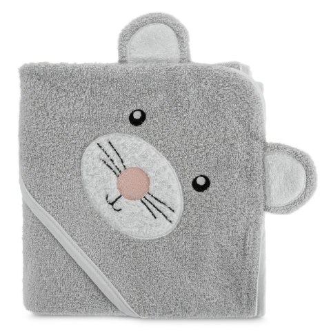 Okrycie kąpielowe 100x100 Baby 71 srebrny myszka ręcznik z kapturkiem 350 g/m2 Eurofirany