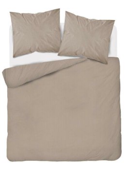 Pościel adamaszkowa 220x200 taupe beżowa ciemna jednobarwna paski 1 cm Pure