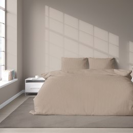 Pościel adamaszkowa 220x200 taupe beżowa ciemna jednobarwna paski 1 cm Pure