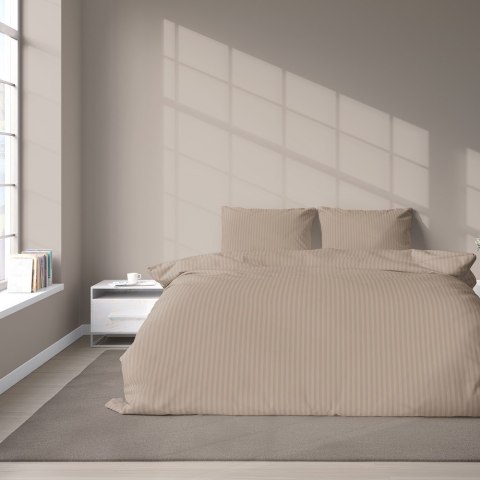 Pościel adamaszkowa 220x200 taupe beżowa ciemna jednobarwna paski 1 cm Pure Pościel adamaszkowa 220x200 taupe beżowa ciemna jednobarwna paski 1 cm Pure