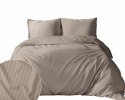 Pościel adamaszkowa 220x200 taupe beżowa ciemna jednobarwna paski 1 cm Pure Pościel adamaszkowa 220x200 taupe beżowa ciemna jednobarwna paski 1 cm Pure