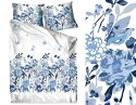 Pościel bawełniana 140x200 Flo błękitna biała liście kwiaty Bielbaw Premium Pościel bawełniana 140x200 Flo błękitna biała liście kwiaty Bielbaw Premium