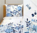 Pościel bawełniana 140x200 Flo błękitna biała liście kwiaty Bielbaw Premium Pościel bawełniana 140x200 Flo błękitna biała liście kwiaty Bielbaw Premium