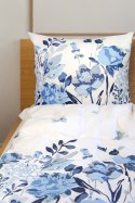 Pościel bawełniana 140x200 Flo błękitna biała liście kwiaty Bielbaw Premium Pościel bawełniana 140x200 Flo błękitna biała liście kwiaty Bielbaw Premium
