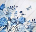 Pościel bawełniana 140x200 Flo błękitna biała liście kwiaty Bielbaw Premium Pościel bawełniana 140x200 Flo błękitna biała liście kwiaty Bielbaw Premium