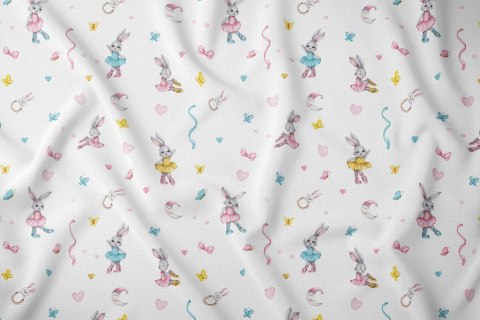 Pościel bawełniana 160x200 królik balet biała kolorowa dziecięca zapinana na suwak 3810 B KARO Kraina Snów Pościel bawełniana 160x200 królik balet biała kolorowa dziecięca zapinana na suwak 3810 B KARO Kraina Snów