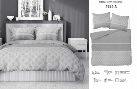 Pościel satynowa 140x200 szara liście z jedną poszewką 4924 A Home Satin 81 Pościel satynowa 140x200 szara liście z jedną poszewką 4924 A Home Satin 81