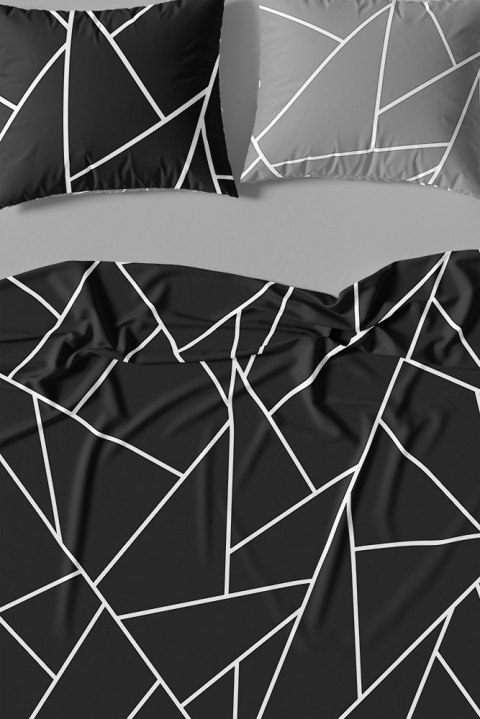Pościel satynowa 160x200 Milargo Verde 007 czarna szara geometria Faro Pościel satynowa 160x200 Milargo Verde 007 czarna szara geometria Faro