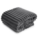 Koc narzuta 70x160 Soft stalowy z mikrofibry prążki na fotel D91 Koc narzuta 70x160 Soft stalowy z mikrofibry prążki na fotel D91