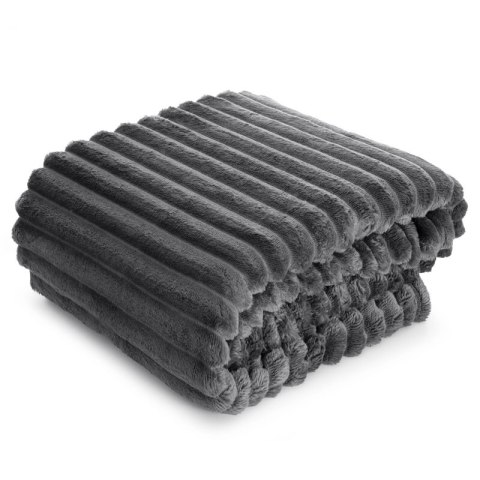 Koc narzuta 70x160 Soft stalowy z mikrofibry prążki na fotel D91 Koc narzuta 70x160 Soft stalowy z mikrofibry prążki na fotel D91