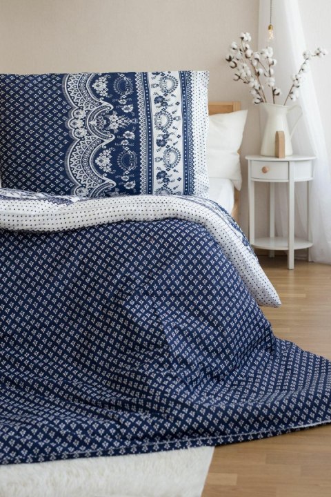 Komplet pościeli 4 szt. 140x200-2szt 70x90 - 2szt.Ornamenty niebieska biala z mikrofibry PB25