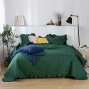 Narzuta z falbanką 200x220 Ruffy zielona butelkowa falbanka romby glamour dekoracyjna Narzuta z falbanką 200x220 Ruffy zielona butelkowa falbanka romby glamour dekoracyjna