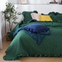 Narzuta z falbanką 200x220 Ruffy zielona butelkowa falbanka romby glamour dekoracyjna Narzuta z falbanką 200x220 Ruffy zielona butelkowa falbanka romby glamour dekoracyjna