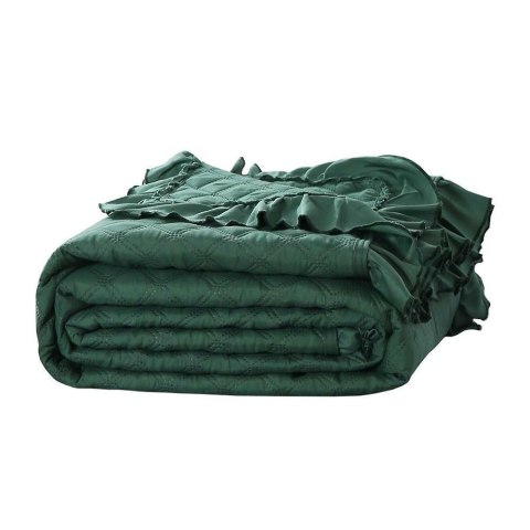 Narzuta z falbanką 200x220 Ruffy zielona butelkowa falbanka romby glamour dekoracyjna Narzuta z falbanką 200x220 Ruffy zielona butelkowa falbanka romby glamour dekoracyjna