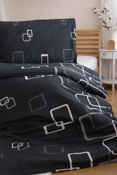 Pościel z kory 140x200 Geometria czarna szara poszewka 70x90 Pościel z kory 140x200 Geometria czarna szara poszewka 70x90