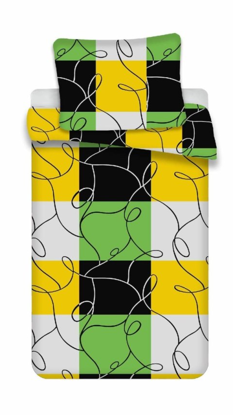 Pościel z mikrofibry 140x200 Krata limonkowa czarna poszewka 70x90 PB25 Pościel z mikrofibry 140x200 Krata limonkowa czarna poszewka 70x90 PB25
