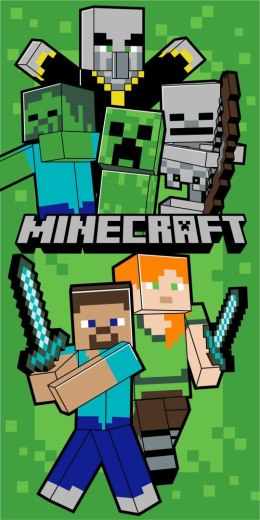 Ręcznik plażowy 70x140 Minecraft Let´s Survive zielony plażowy bawełniany Kids25