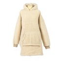 Bluza wełniana merynos Hoodie beżowa z kapturem i dużą kieszenią Uniwersalna Bluza wełniana merynos Hoodie beżowa z kapturem i dużą kieszenią Uniwersalna