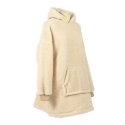 Bluza wełniana merynos Hoodie beżowa z kapturem i dużą kieszenią Uniwersalna Bluza wełniana merynos Hoodie beżowa z kapturem i dużą kieszenią Uniwersalna