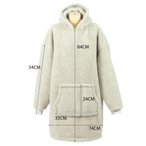 Bluza wełniana merynos Hoodie kremowa z kapturem i dużą kieszenią Uniwersalna Bluza wełniana merynos Hoodie kremowa z kapturem i dużą kieszenią Uniwersalna
