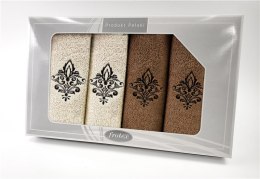 Komplet ręczników w pudełku 4 szt Gift kremowy beżowy wzór 4 Frotex