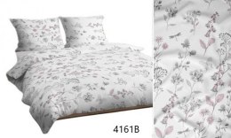 Pościel flanelowa 140x200 biała szara pudrowa kwiaty polne 4161 B Flanela Max zapinana na guziki