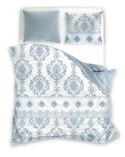 Pościel satynowa 220x200 Pure Sateen 013 biała niebieska ornamenty Faro Pościel satynowa 220x200 Pure Sateen 013 biała niebieska ornamenty Faro