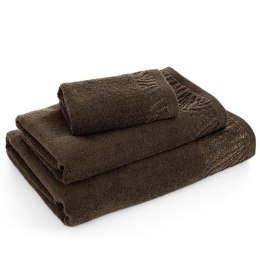 Ręcznik Margo 8 70x140 brązowy z ozdobną bordiurą przetykaną błyszczącą nicią 500 g/m2 Eurofirany