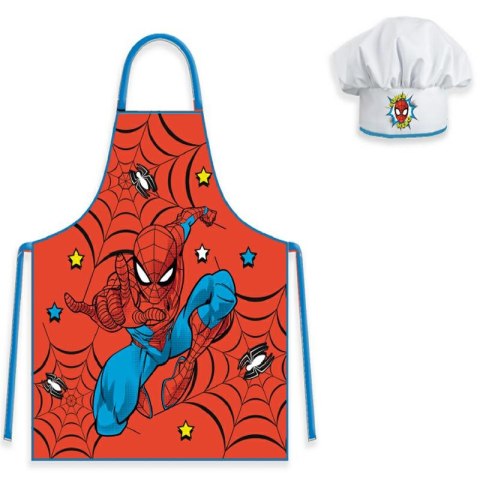 Fartuszek dziecięcy z czapką Spiderman czerwony zestaw kucharza