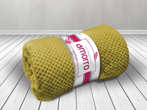 Koc narzuta 200x220 Amorro żakardowy oliwkowy wytłaczany 240g/m2 Darymex