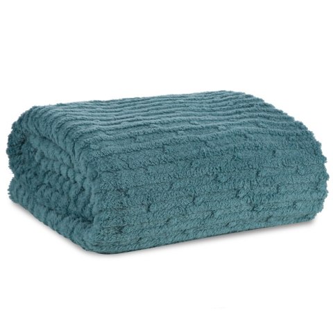Koc narzuta z mikrofibry 150x200 miętowy miękki Lisa z wytłaczanym wzorem pasów D91 Koc narzuta z mikrofibry 150x200 miętowy miękki Lisa z wytłaczanym wzorem pasów D91